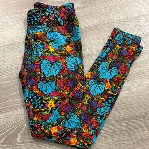 LuLaRoe Bright Blue Multicolor Floral Leggings